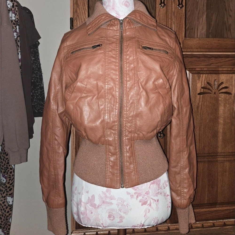 Stylish Tan Leather Jacket for Women